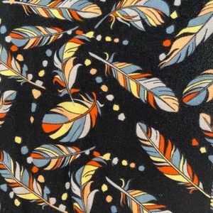 LuLaRoe OS Feather Leggings- purple, yellow, orange, black